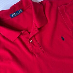 Ralph Lauren Polo Shirt Men's 4XB Red W/ Blue Pony Short Sleeve Collared Preppy